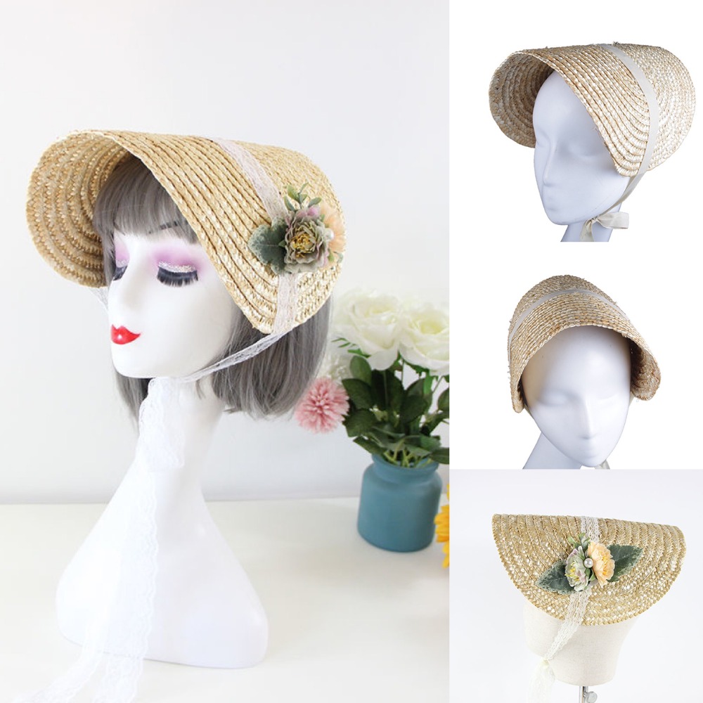 Bucket Hat Straw - French Style Lolita Straw Hat Victorian