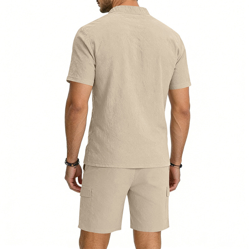 Summer Men's Linen 2 Piece Set - Short Linen Drawstring 评论和价格