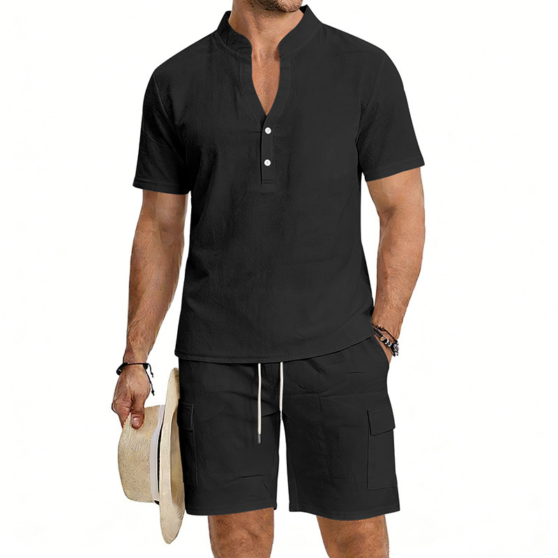 Summer Men's Linen 2 Piece Set - Short Linen Drawstring 评论和价格