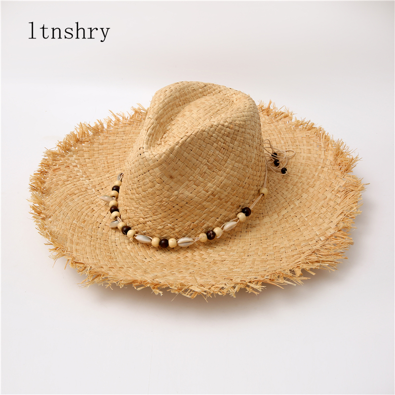 Summer Solid Color Handmade Ri - Bucket Hat Straw 评论和价格