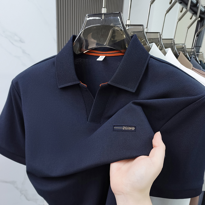 Men Solid Color Pique Cotton P - Polo Shirt Pique 评论和价格