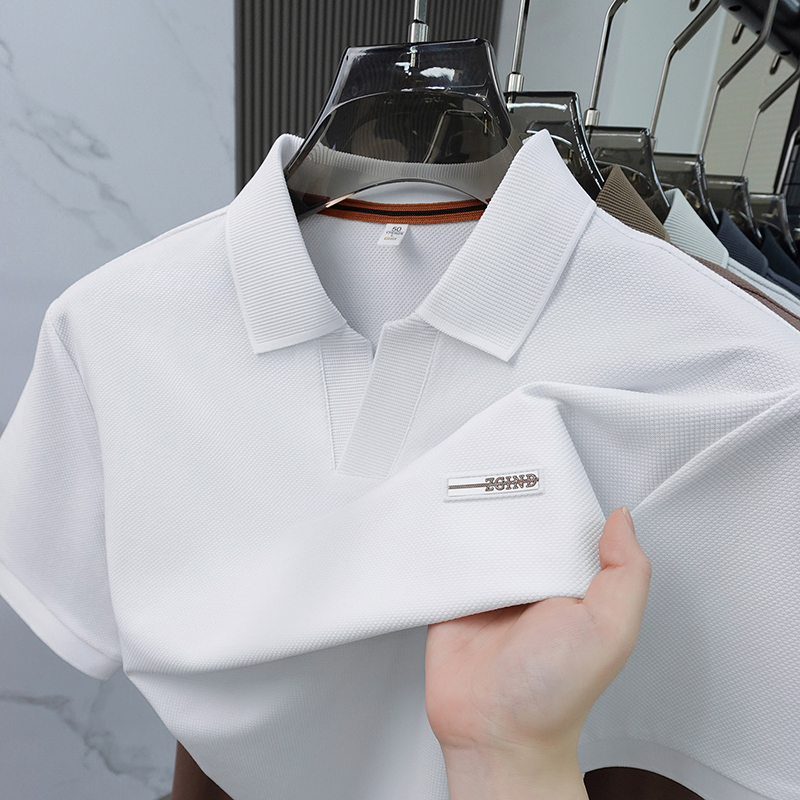 Men Solid Color Pique Cotton P - Polo Shirt Pique 评论和价格