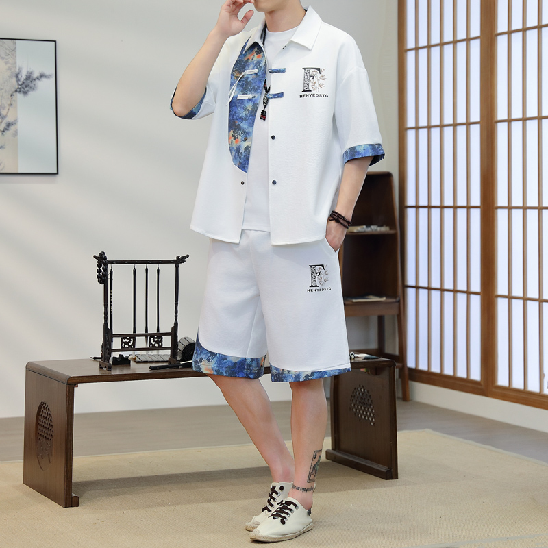 Summer Men's 2-Piece Kimono Se - Resort Shirt Floral 评论和价格