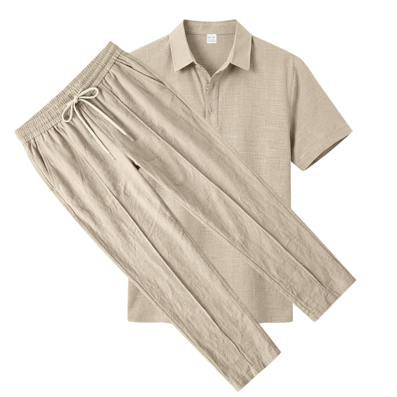 Men's 2 Piece Polo Set Short S - Short Linen Drawstring 评论和价格